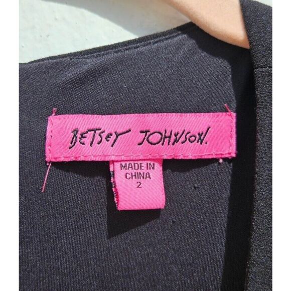 Betsey Johnson Womens Dress 2 Black Ruffle Layer Hem Flutter Sleeve Stretch Mini - Picture 3 of 11